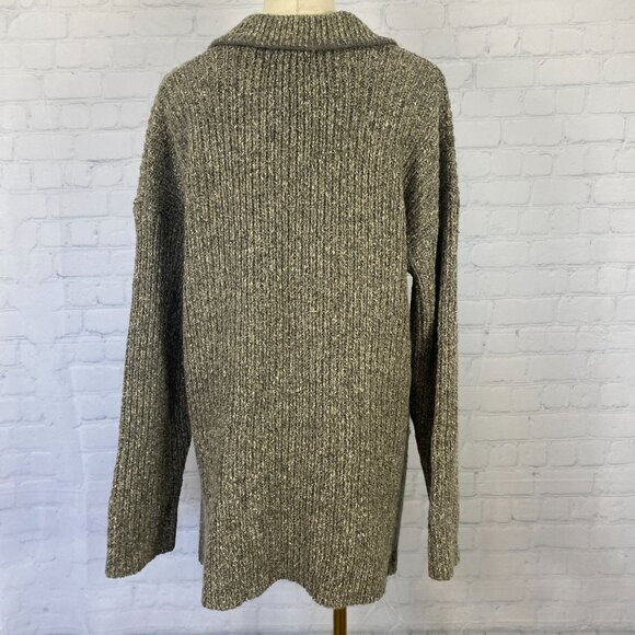 Vintage Y2K Cassini Wool Blend M Grey Chunky Knit Toggle Clasp Long Cardigan - Picture 7 of 10